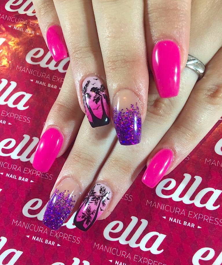 Diseño de uñas estilo tropical